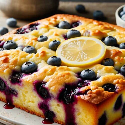 Zitronen-Blaubeer-Schüttkuchen-Rezept