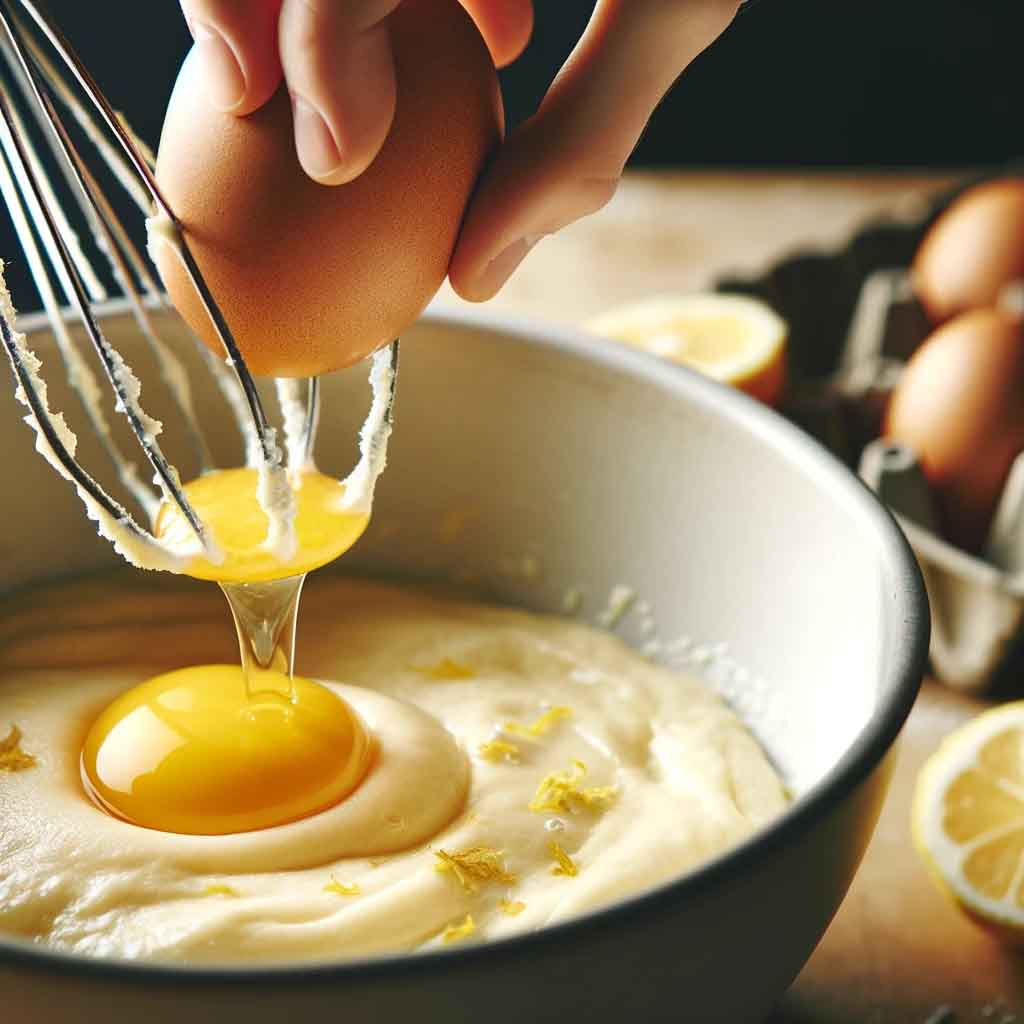 Adding Eggs and Lemon Zest